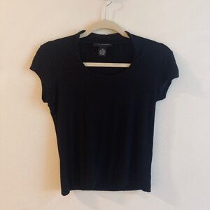 Black Normcore Scoop Neck Tee Shirt Size Petite S